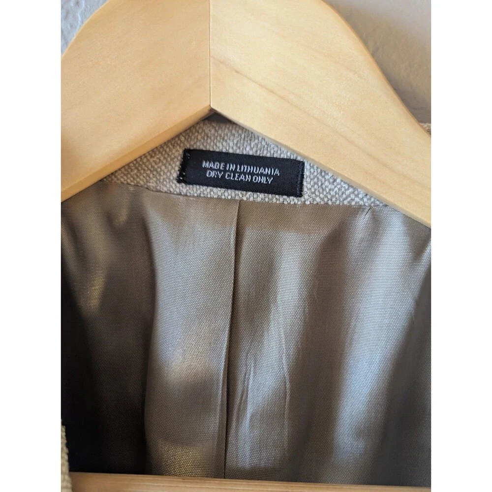 John Ashford Mens Silk Blazer Jacket Beige Tan Tweed Weave Sport Coat 2 Button